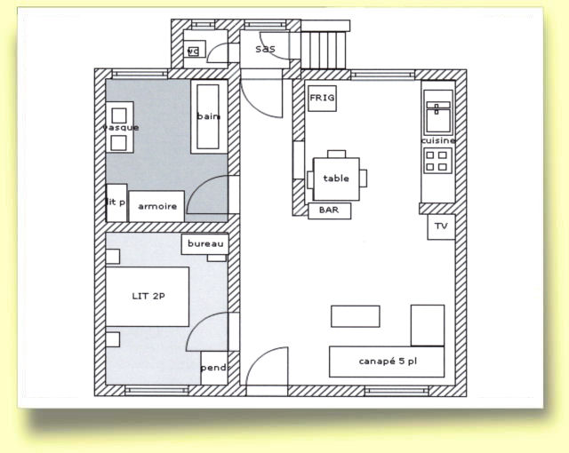 plan de clair sejour location curiste  Bagnoles de l'Orne